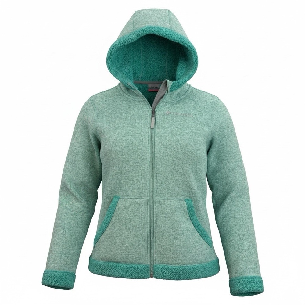 FREE COUNTRY Hoodie Sweatshirt Youth/Girls L (14) Green Full Zip  Fleece VINTAGE